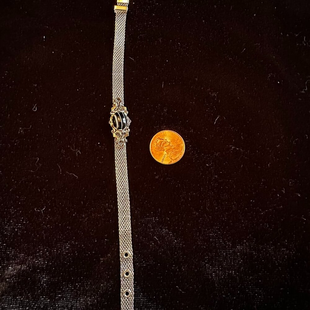 Silver Watch Style bracelet with accent stone